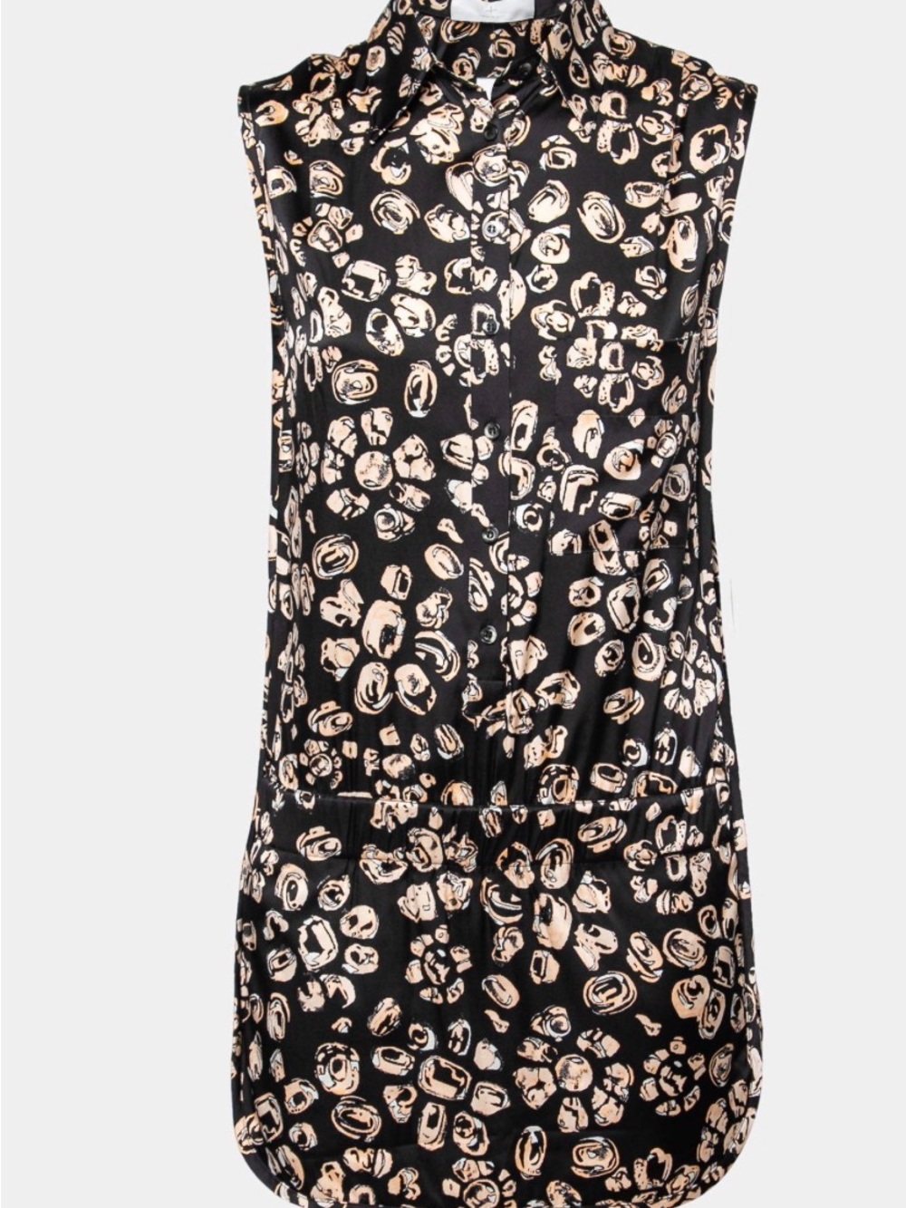 Thakoon Addition Black and Blush Silk Abstract Print Shirt Top